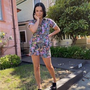 NWT NOOWORKS Shortalls Jumpsuit in “Magical Mushroom” Pattern